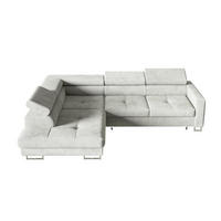 ECKSOFA Silber MERY L Mit Verstellbaren Kopfstützen Auf Silbernen Beinen - Grau, Textil (250/200cm) - Sepro Meble