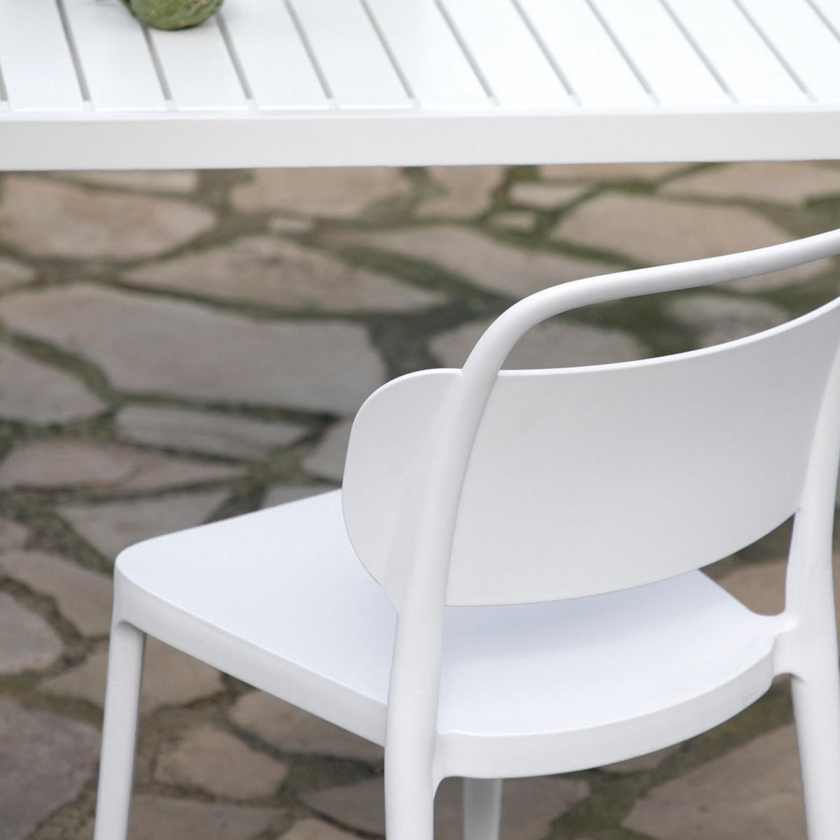 STUHL FÜR DRAUSSEN Edda Weiß 47 cm x 78 cm - Weiß, Kunststoff (47/78/51cm)