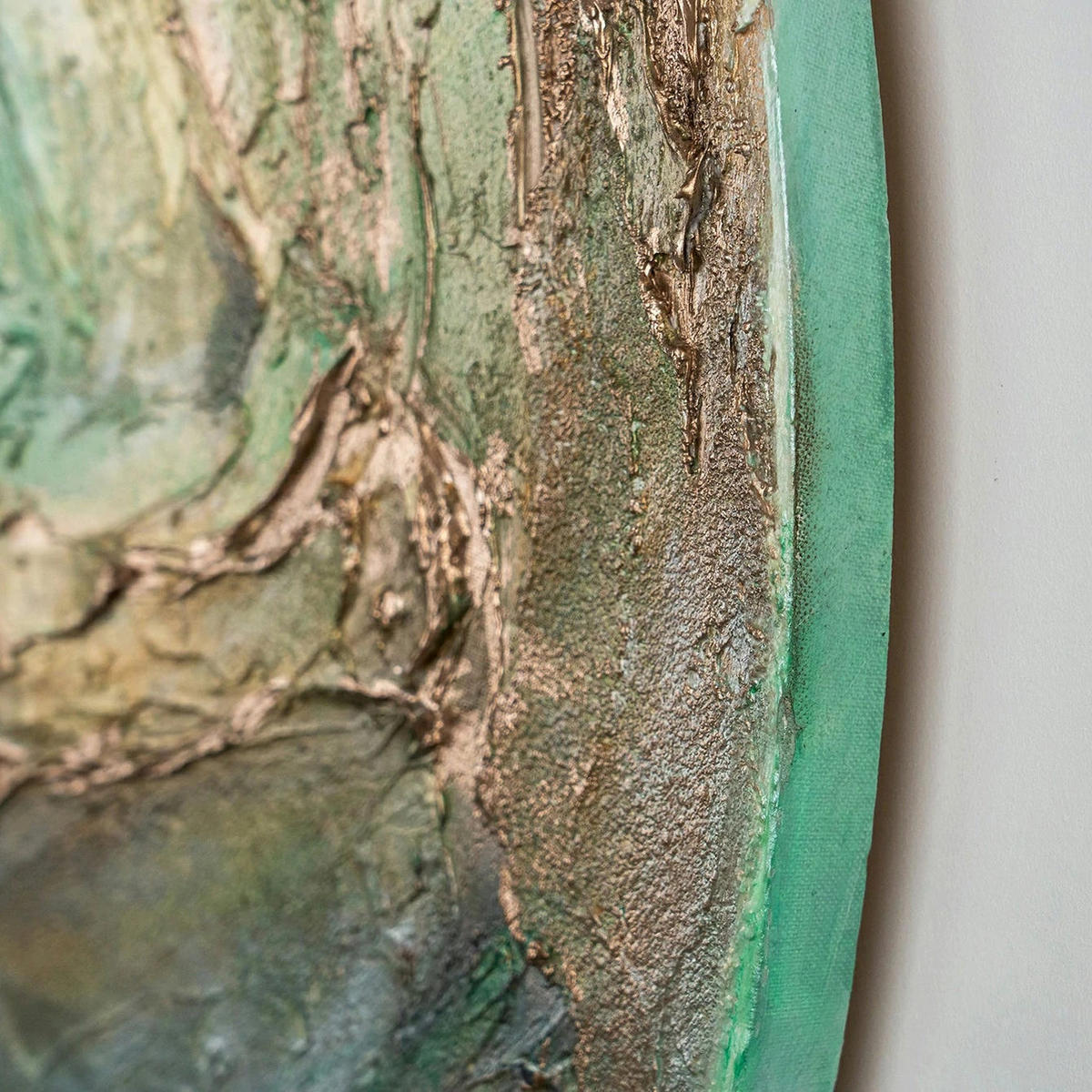 GEMÄLDE Uranus nachtleuchtend 70 cm - Grün, Holz (70/4cm) - YS-art gallery
