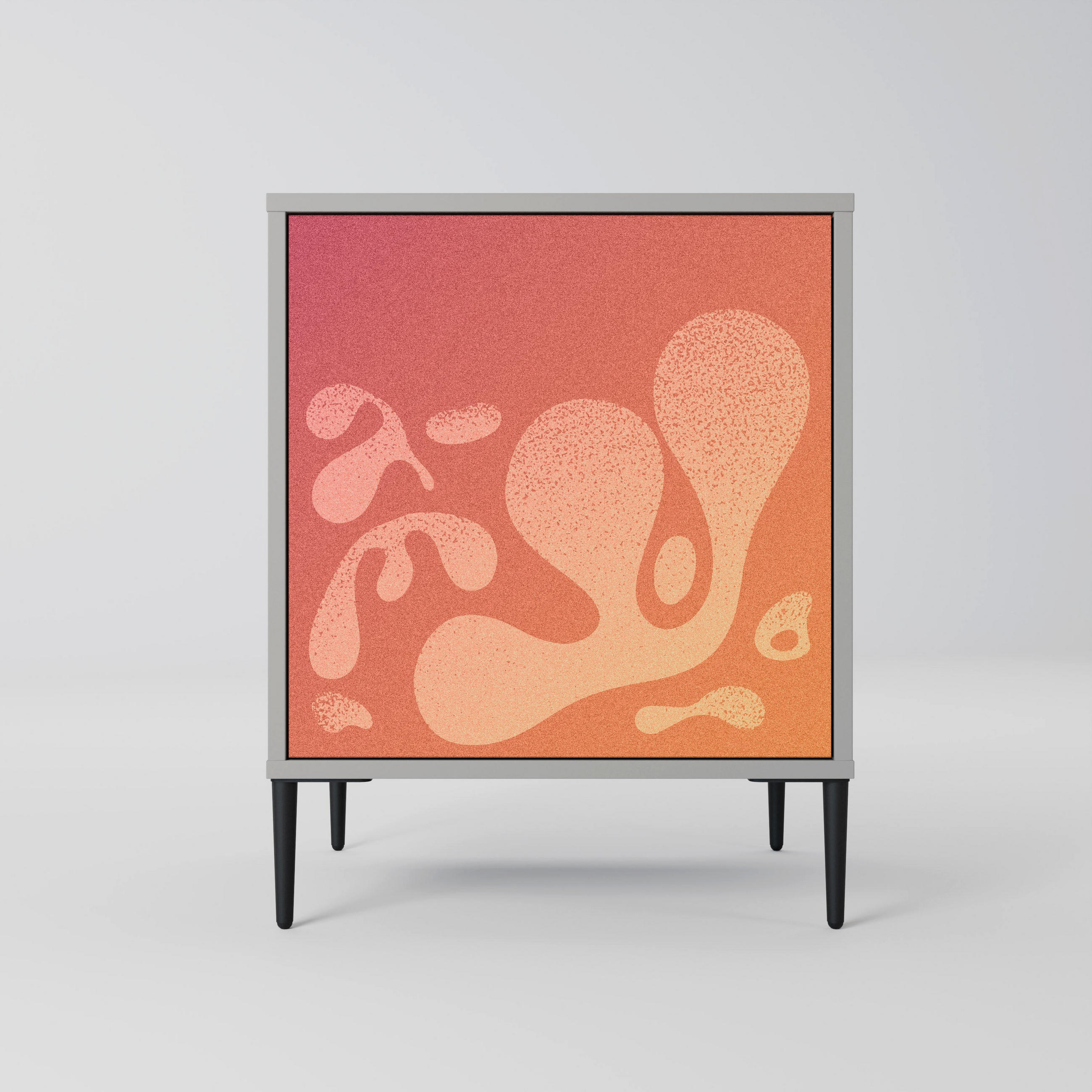 SIDEBOARD IRREGULAR PINK, Grau, 57,5x42x72,5 cm, Schwarze Metallfüße - Multicolor/Schwarz, Holzwerkstoff/Metall (57.5/72.5/42cm) - SpaceRebels