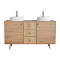DOPPELWASCHTISCH - 145 cm x 50.5 cm - Holz, Platte - Naturfarben Hell - ZARENO - Naturfarben, Holz (145/80/50.5cm) - Vente-Unique