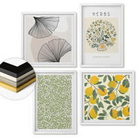 WANDBILDER 4er-Set - 50x50 cm & 40x60 cm Weißer Rahmen - Zitronenkräuter und -blätter - Weiß, Kunststoff (50/50cm) - ArtPrintCave