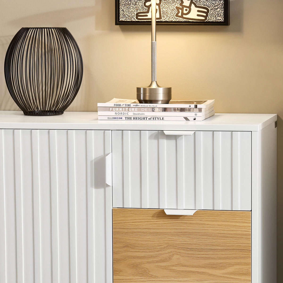 KOMMODE Weiß - Weiß, Holzwerkstoff/Metall (75/76/35cm) - SoBuy