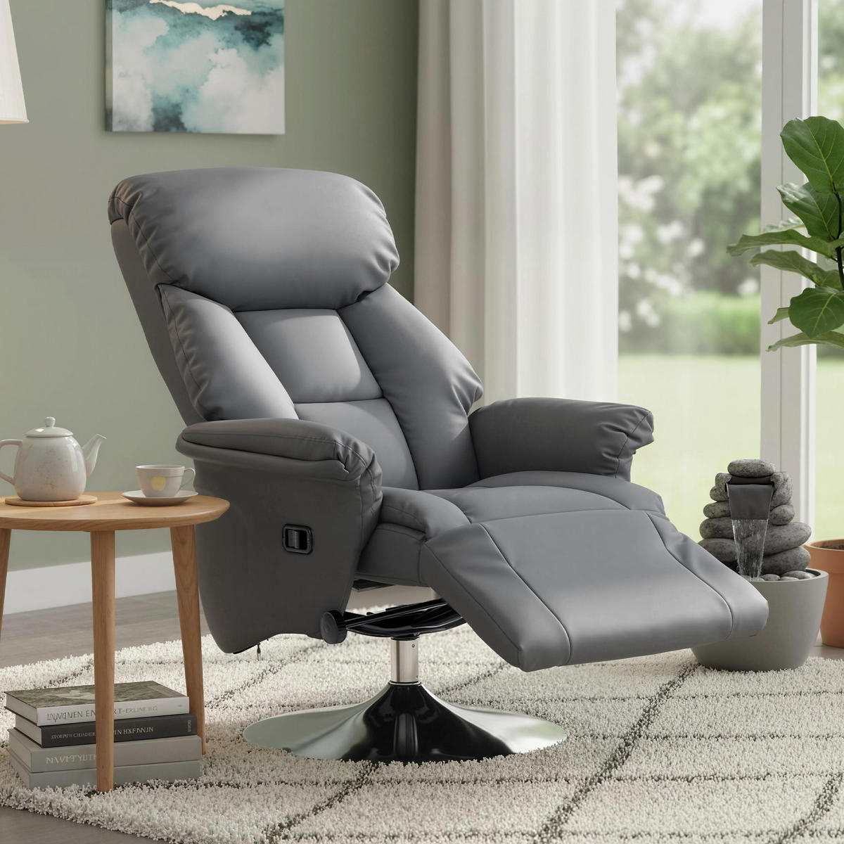 RELAXSESSEL DE-15439 360° drehbar mit 130° Neigung Grau - Grau, Metall (78/109/80cm) - ComfortXL