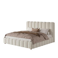 POLSTERBETT 160x200cm in Weiß Bouclé - Weiß, Textil (160/200cm) - KOMHTOM