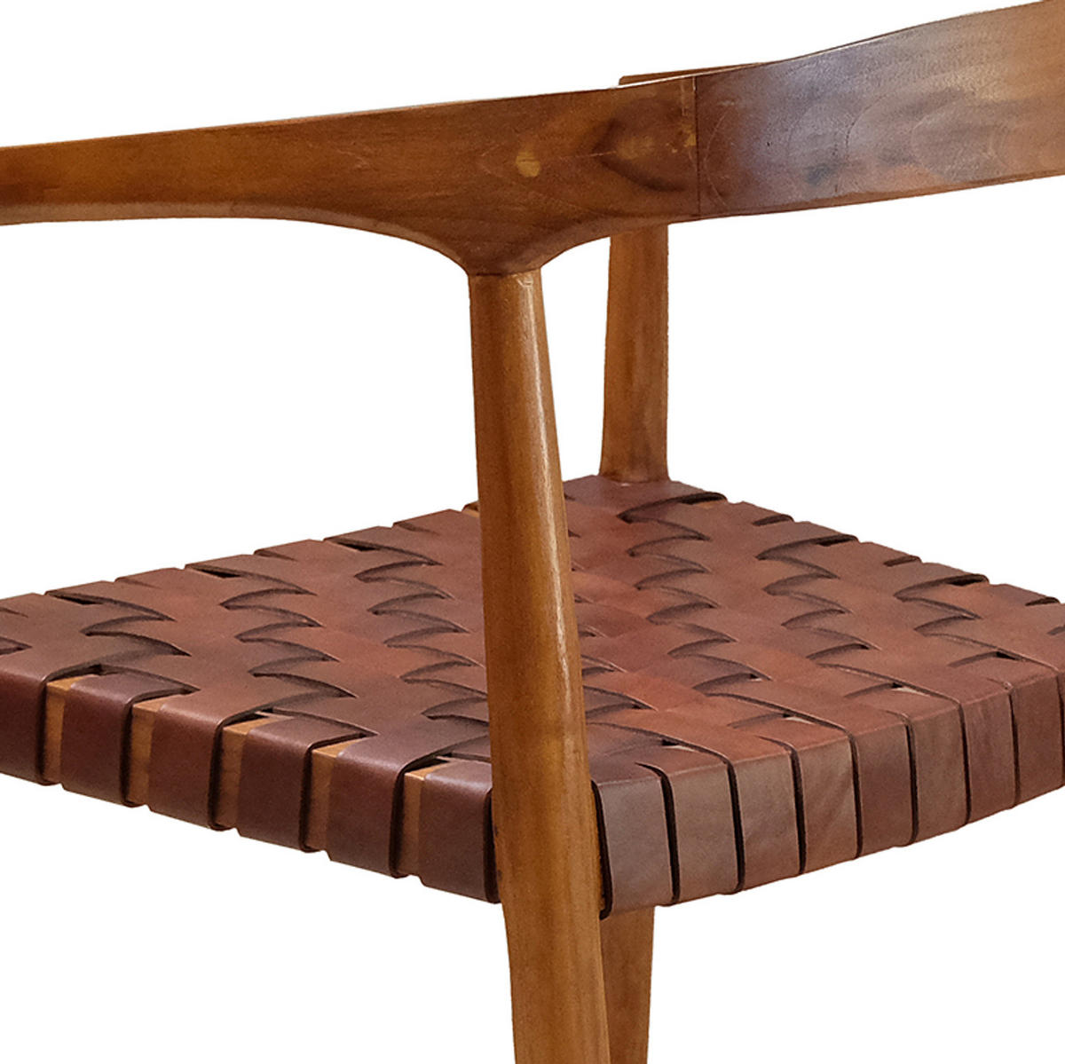 ARMLEHNENSTUHL - Echtleder / Teak massiv - Cognac, Leder/Holz (54/80/50cm) - home24