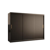 SCHWEBETÜRENSCHRANK 200/250/62 3-türig - Goldfarben/Schwarz, Holz/Kunststoff (250/200/62cm) - MÖBEL KRYSPOL