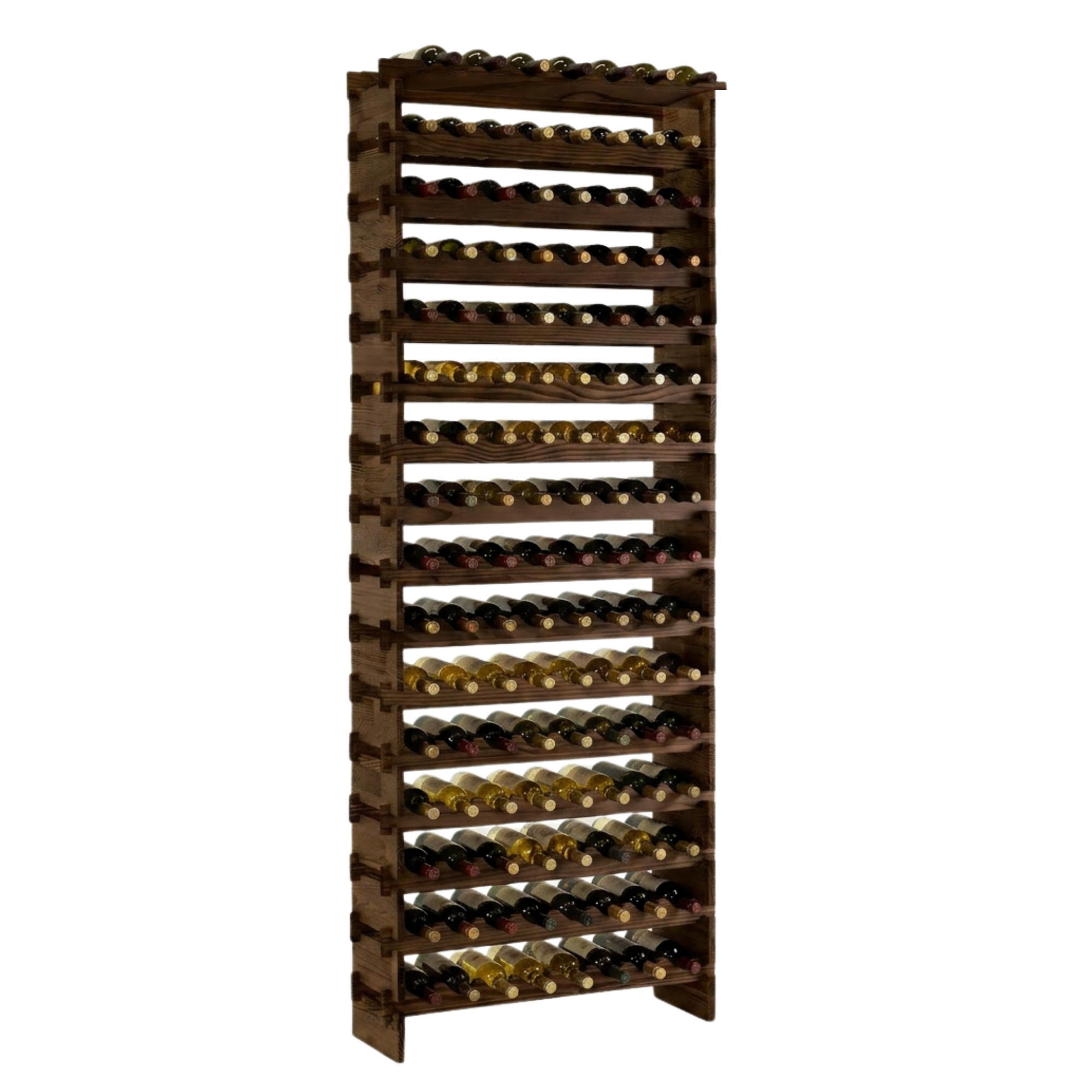 WEINREGAL NAVARRA aus Holz 219x84x28cm 128 Flaschen auf 16 Ebenen Braun geölt - Braun, Holz (84/219/28cm) - PROREGAL