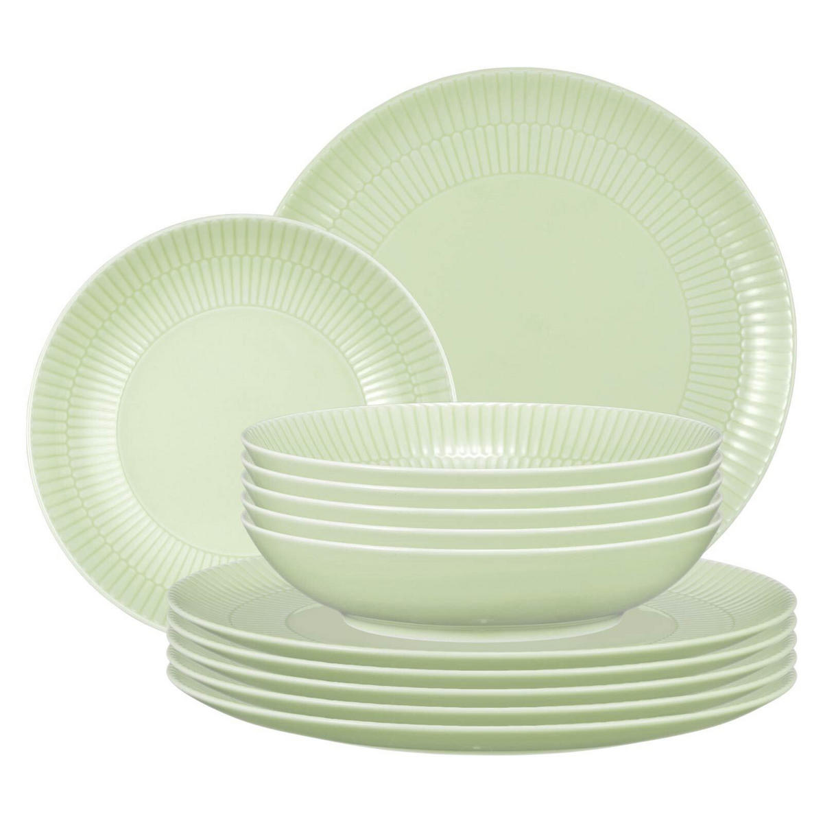 TAFELSERVICE Amina Seladon 12er Set - Grün, Keramik (1/1/1cm) - Seltmann Weiden