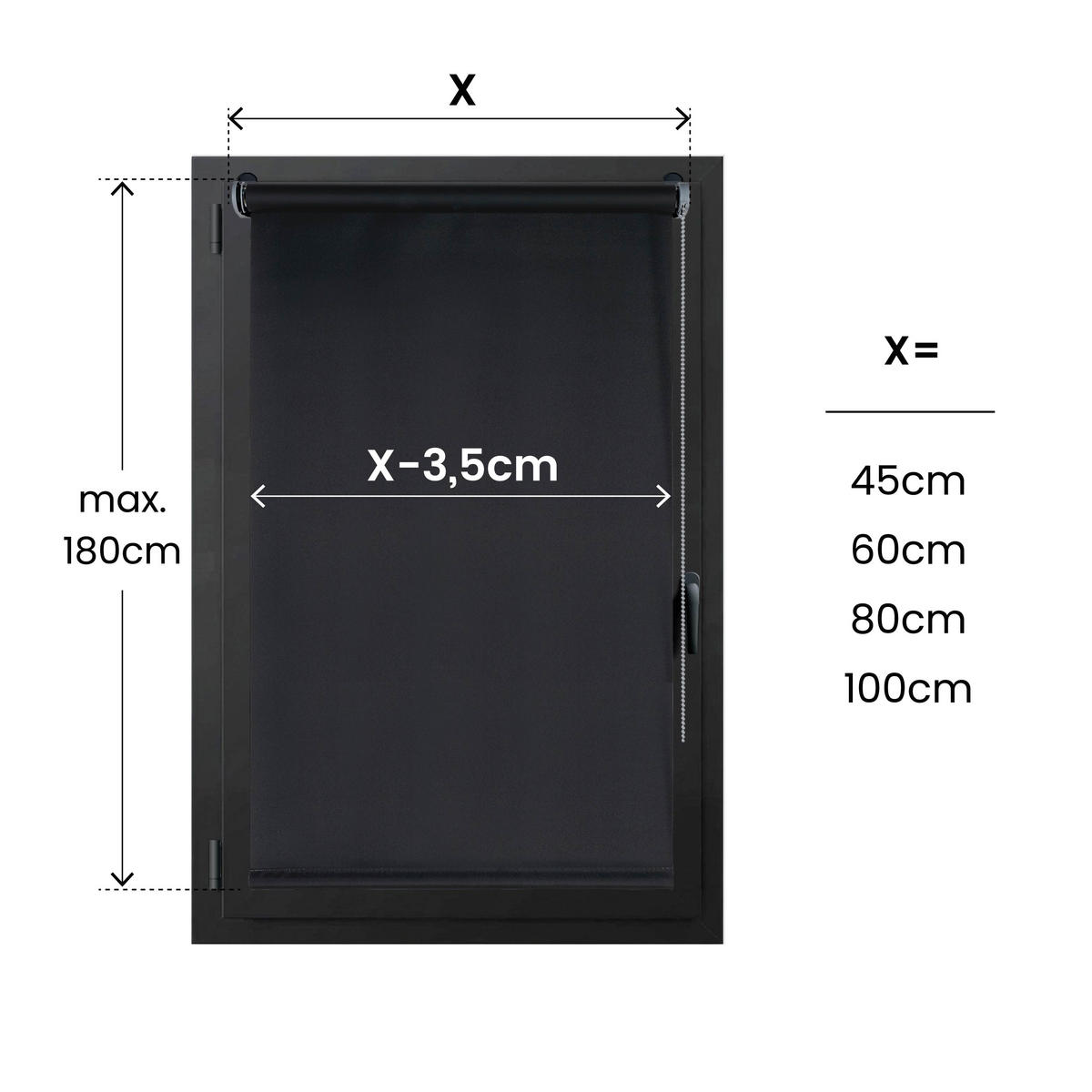 VERDUNKELUNGSROLLO Moon Easyfix Schwarz 45x180 - Schwarz, Kunststoff (45/180/1cm) - STORESDECO