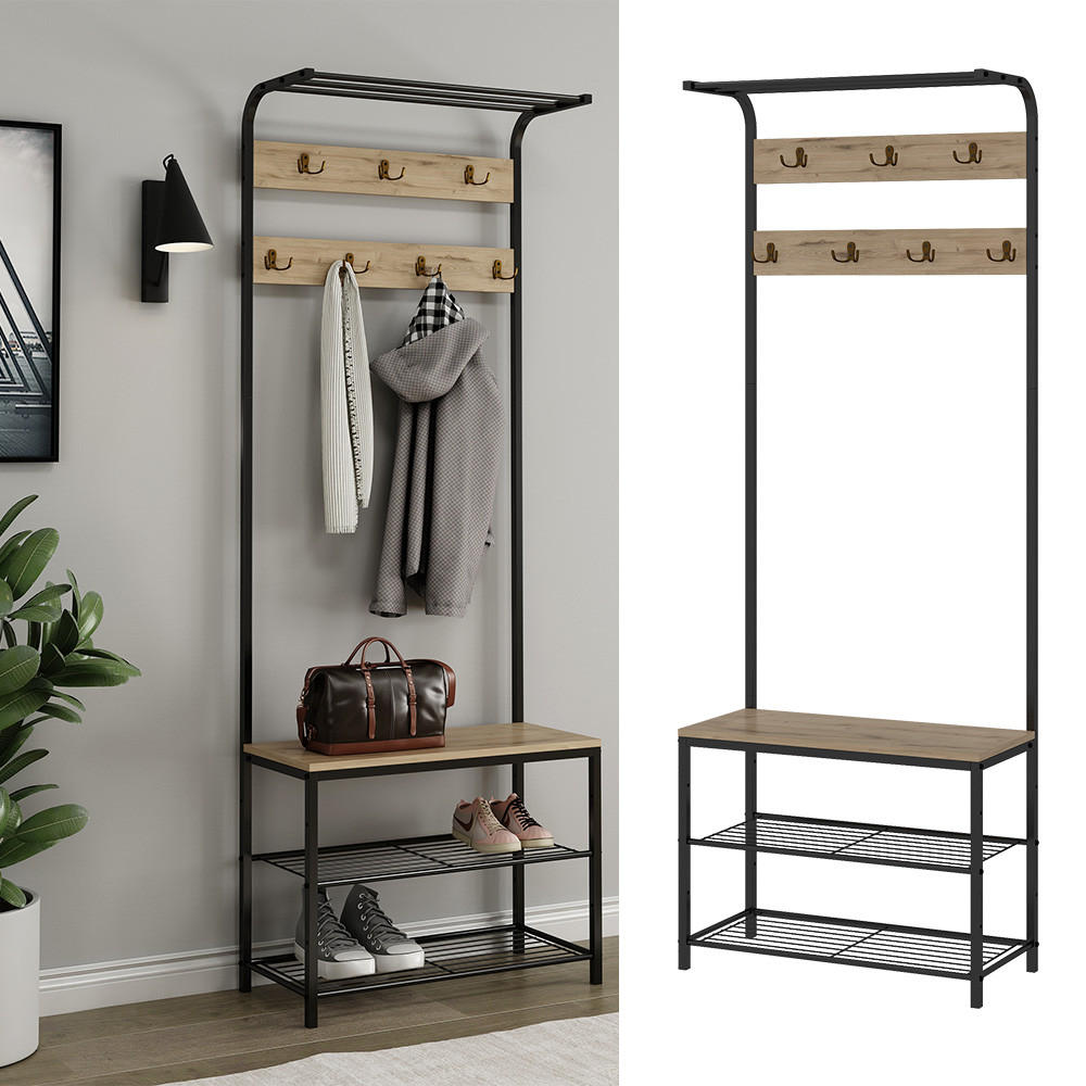 WANDGARDEROBE Fyrk Eiche 70 x 190 cm - Eichefarben/Schwarz, Holzwerkstoff (70/190/30cm) - Vicco