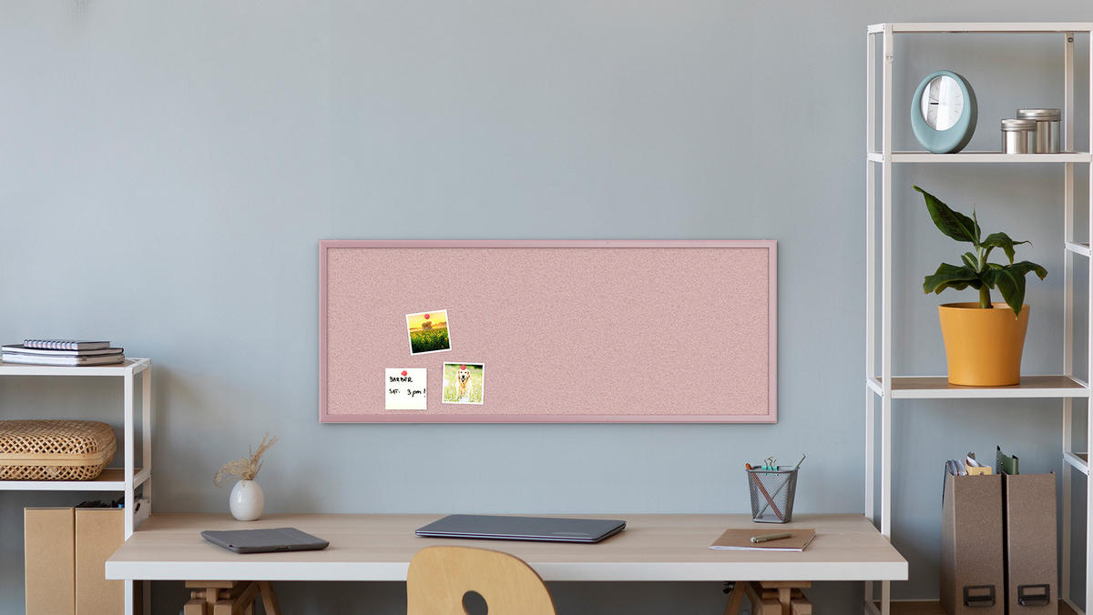 PINNWAND, Korktafel in Pink, 100x40 cm, Holzrahmen - Pink lackiert - Pink, Holz (100/40/1.5cm) - ALLboards
