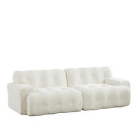 SOFA Zweisitzer modular 224 x 104 cm Chenille Beige - Weiß, Holzwerkstoff (104/66/224cm) - Meubliv