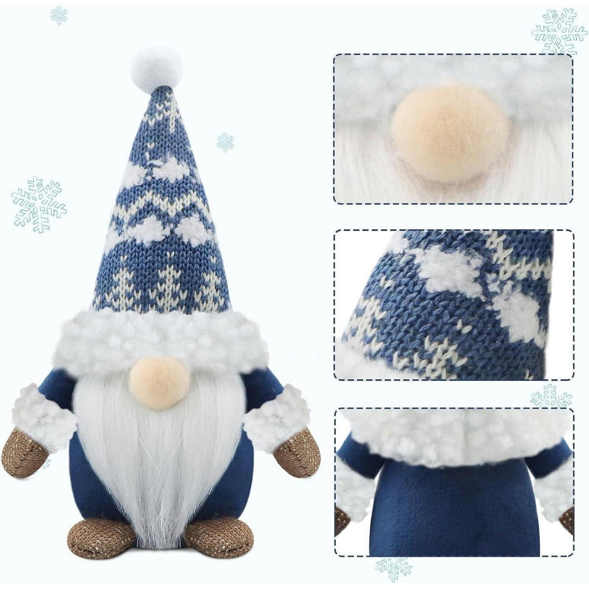 WEIHNACHTSWICHTEL 3er Set Blau Textil - Multicolor, Textil (10.2/6.9/17.8cm)