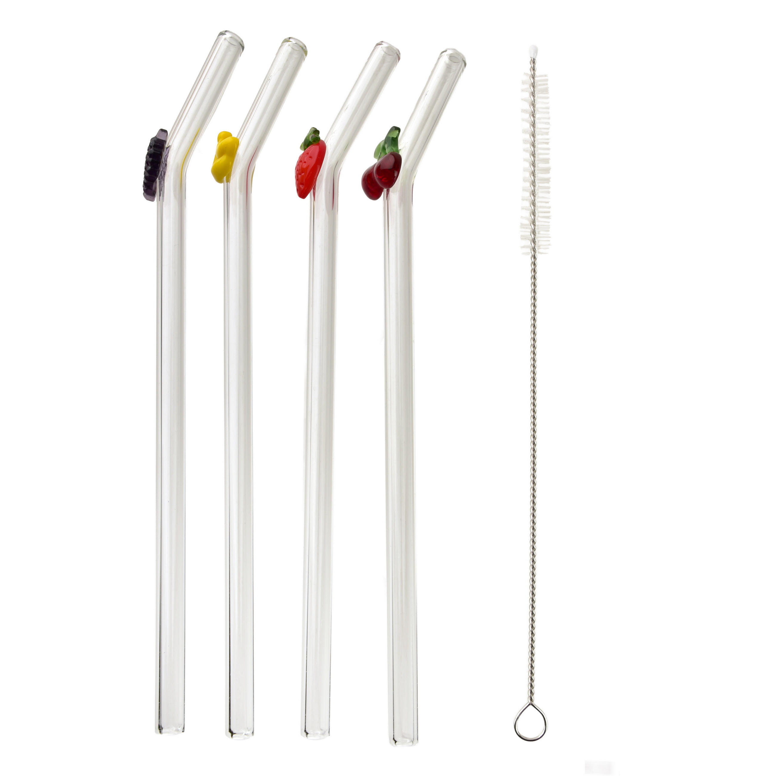 GLAS-STROHHALM-SET PETER 4-tlg Bunt 21cm Glas - Transparent, Glas (2.5/24/12cm) - Mondex
