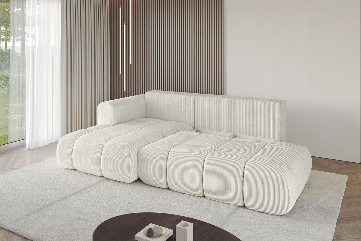 ECKSOFA Ottomane Links CLOUD-L-v1 289x180x40 Hellgrau Cord - Hellgrau, Holzwerkstoff/Kunststoff (180/289cm) - ALTDECOR