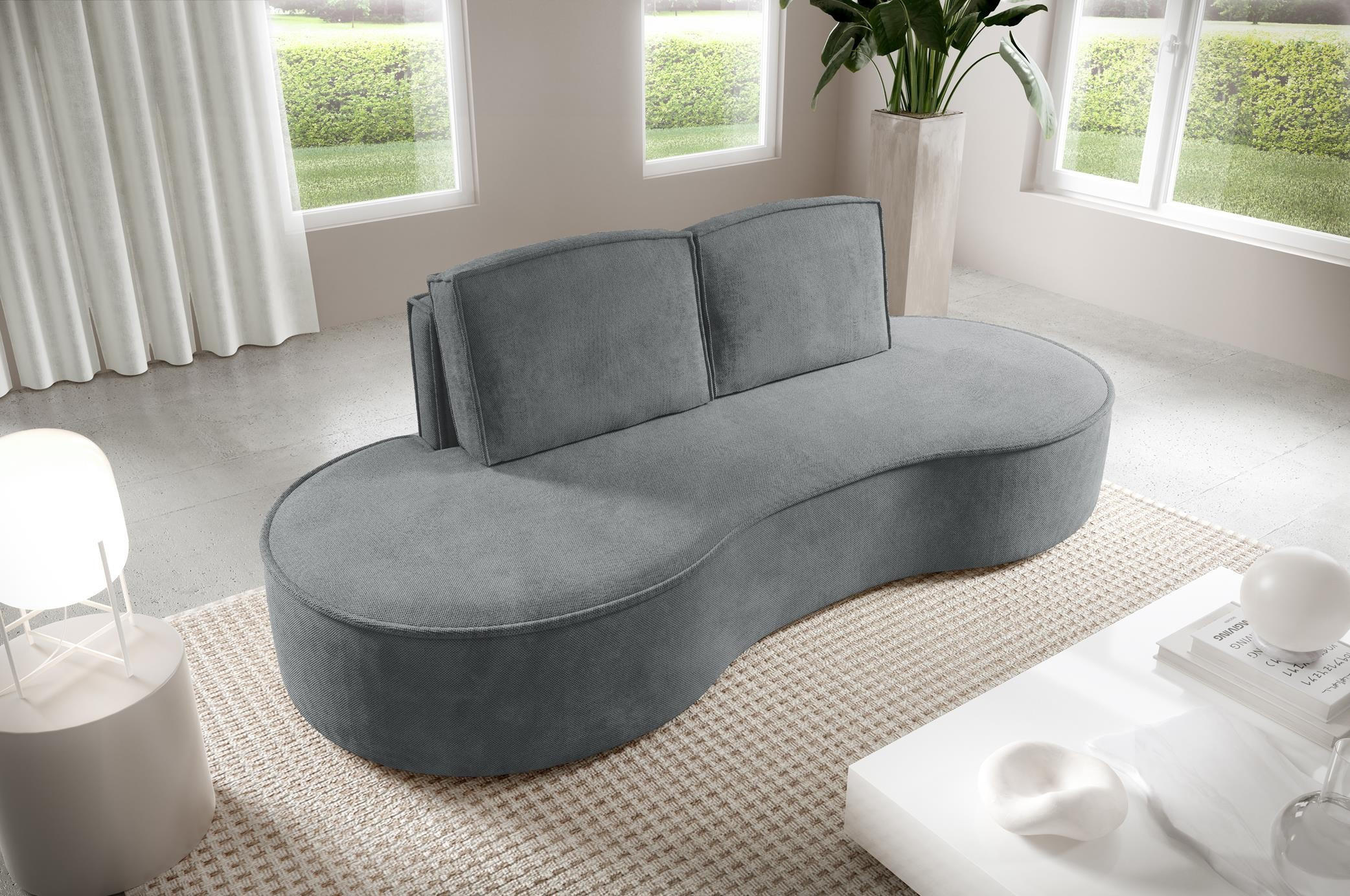 SOFA Flow Graphit, mit Kissen in Curio Stoff - Graphitfarben, Holzwerkstoff (234/88/101cm) - Bettso