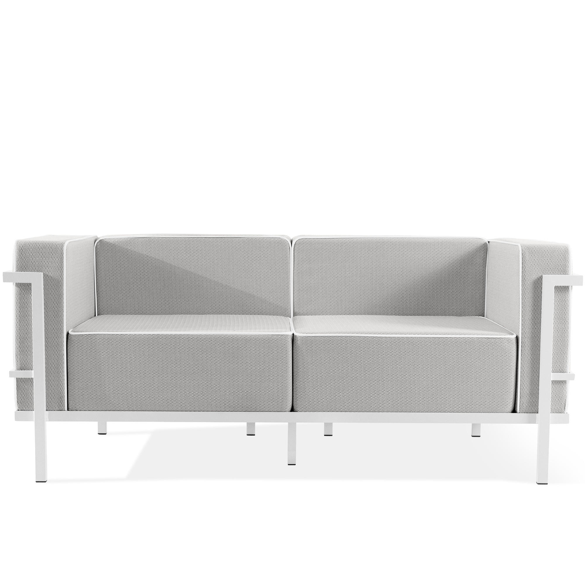 GARTENSOFA TRIGLO 2-Personen, Stahlrahmen, Modern, Weiß - Dunkelgrau/Weiß, Textil/Metall (164/70/69cm) - KONSIMO®