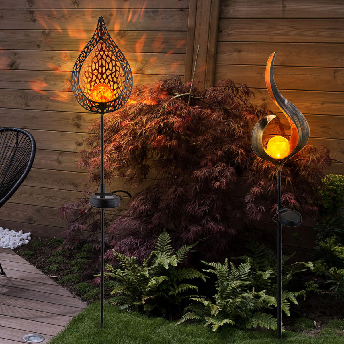 LED AUSSENLEUCHTE Solar Steckleuchte Bronze - Bronzefarben, Glas (16/7/90cm) - Globo Lighting