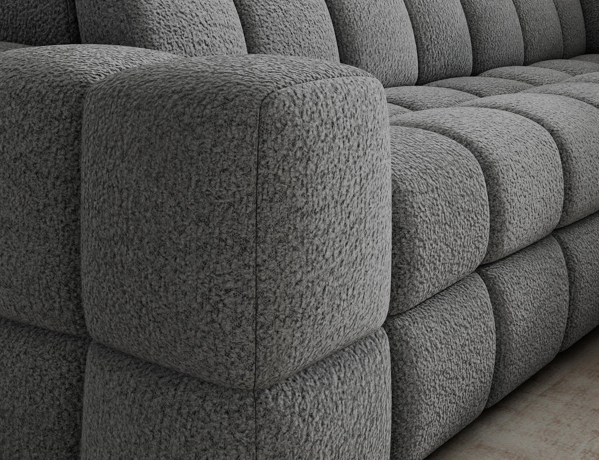 ECKSOFA Bronon mit Schlaffunktion und Bettkasten – Modernes Design, verstellbare Kopfstützen und verschiebbare Rückenlehnen - Grau, Kunststoff (296/109cm) - Wohnideebilder