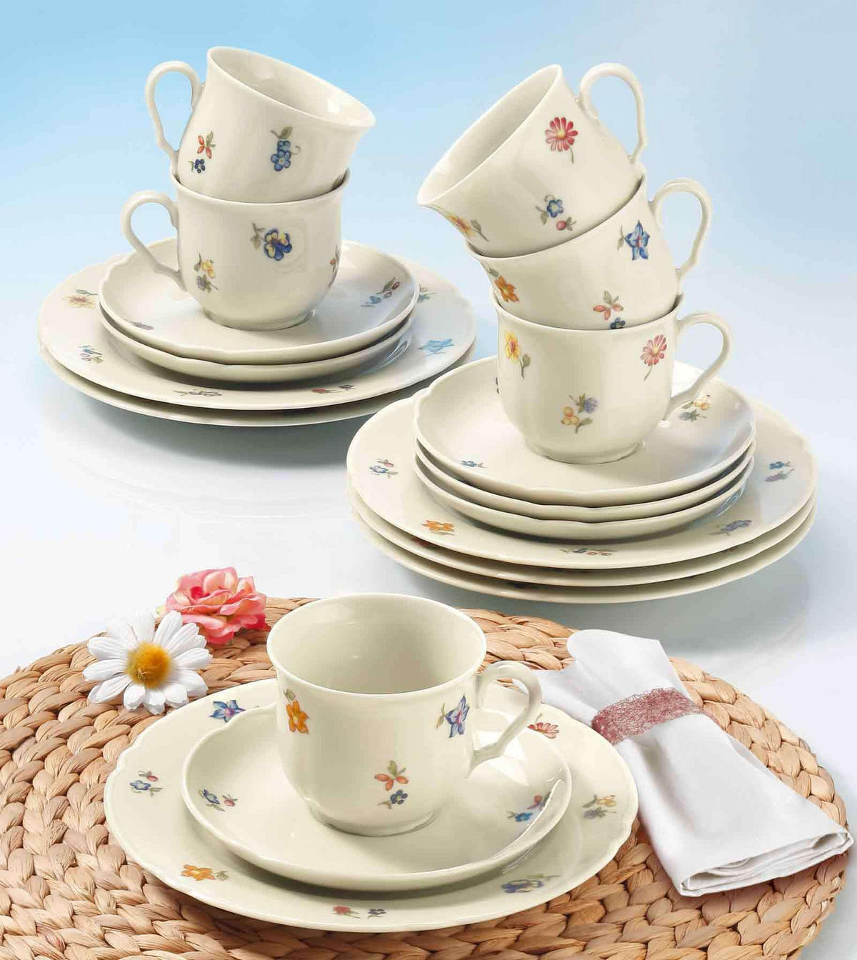 KAFFEESERVICE Marieluise Elfenbein Blütenmeer bunt 18-tlg. - Multicolor, Keramik (24/18.1/43cm) - Seltmann Weiden