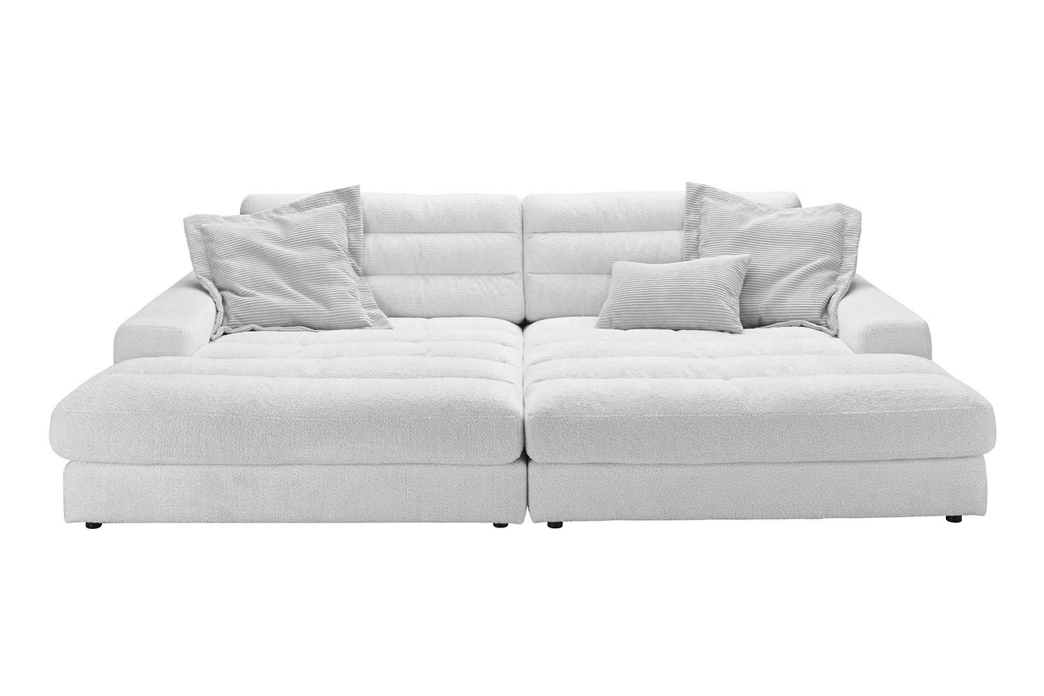 BIG SOFA LANA Hellgrau Webstoff - Hellgrau/Schwarz, Textil (296/83/178cm) - KAWOLA