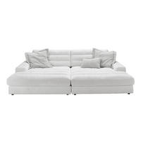 BIG SOFA LANA Hellgrau Webstoff - Hellgrau/Schwarz, Textil (296/83/178cm) - KAWOLA