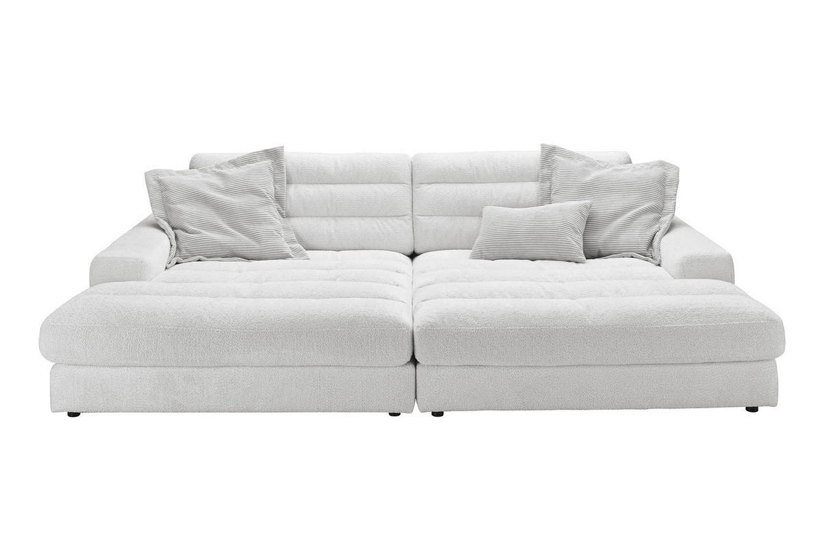 BIG SOFA LANA Hellgrau Webstoff - Hellgrau/Schwarz, Textil (296/83/178cm) - KAWOLA
