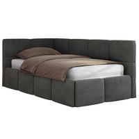 JUGENDBETT ARVO 90/200 - Dunkelgrau Velvet - Pocket-Matratze - Links Seite - Dunkelgrau, Textil (90/200cm) - MKS