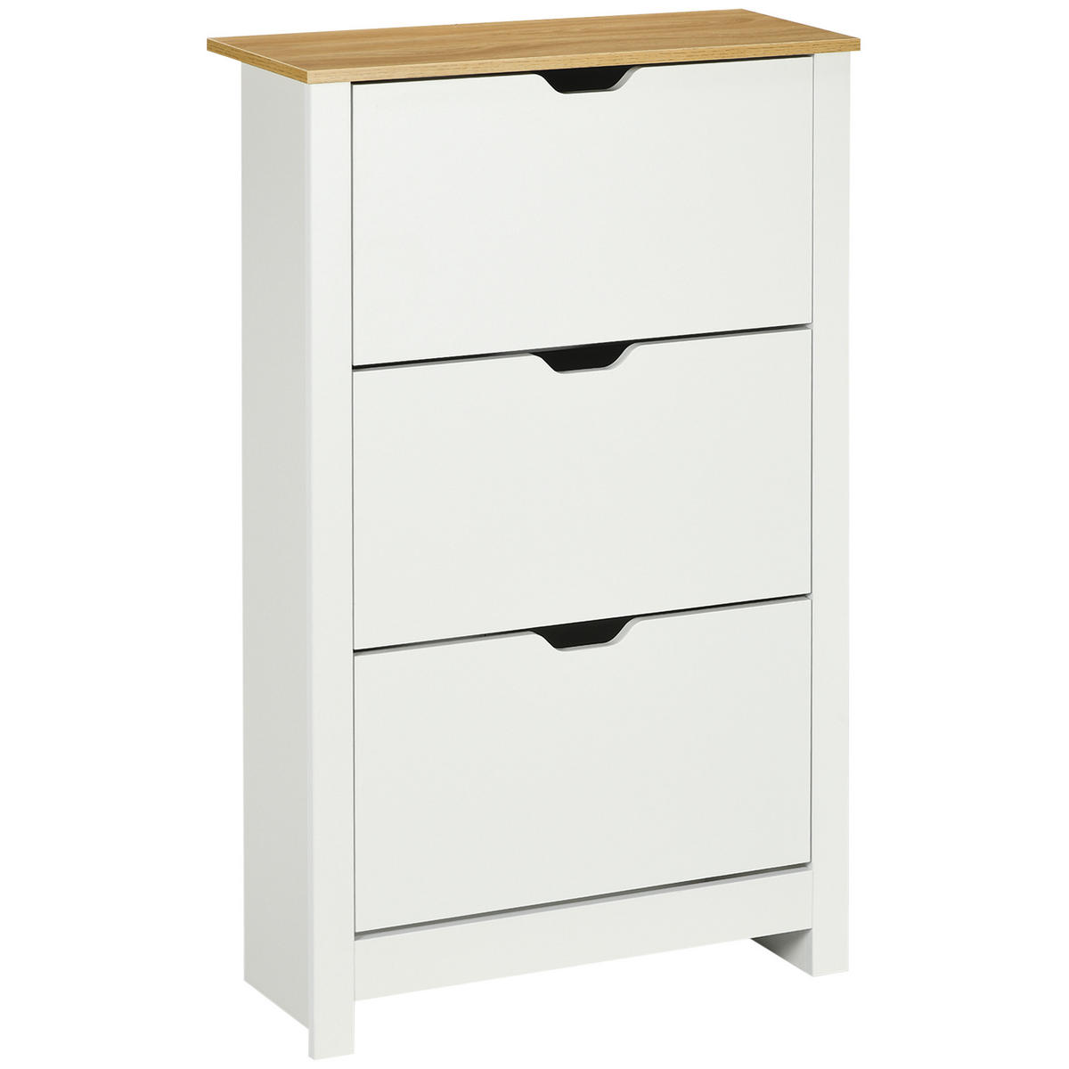 SCHUHSCHRANK Schuhregal mit Schublade Schuhständer für 18 Paar Schuhe Weiß+Natur - Naturfarben/Weiß, Holzwerkstoff/Kunststoff (26/112/72cm) - HOMCOM
