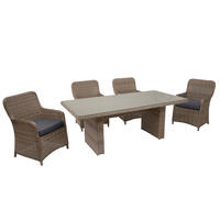 GARTENGARNITUR Lounge-Set Beige Kissen Grau - Beige, Metall - PROREGAL