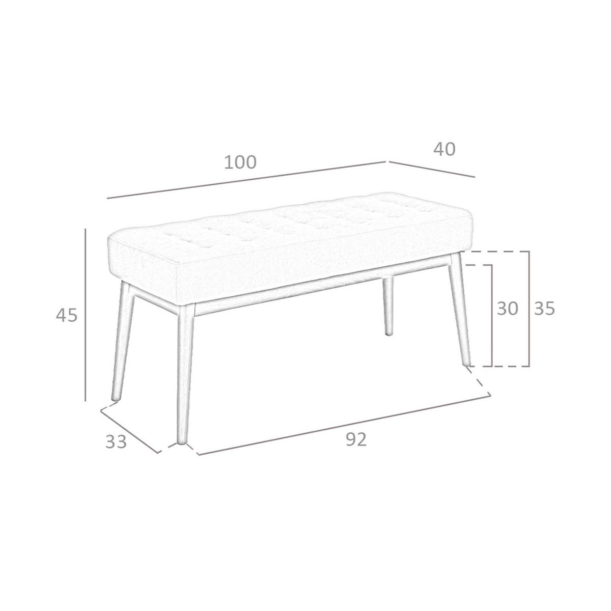 HOCKERBANK Hocker aus dunkelgrauem Stoff 100/40/45 cm - Walnussfarben/Grau, Textil (100/45/40cm) - ANGEL CERDA