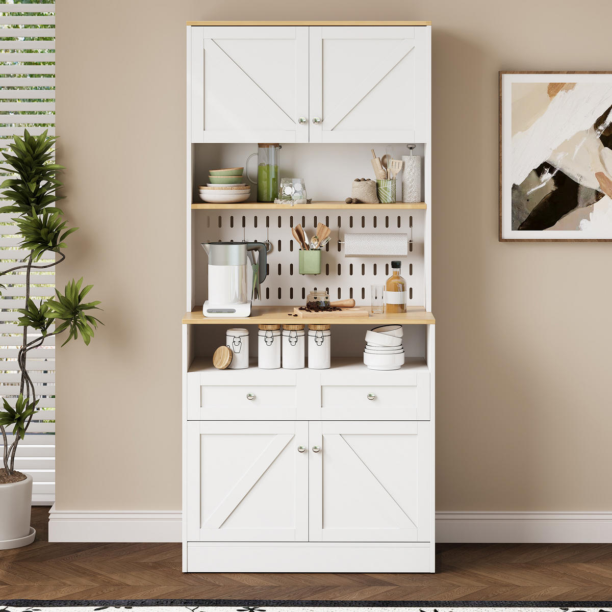 SIDEBOARD Weiß 2 Schubladen 4 Türen - Weiß, Holz (80/175/40cm) - Fortuna Lai
