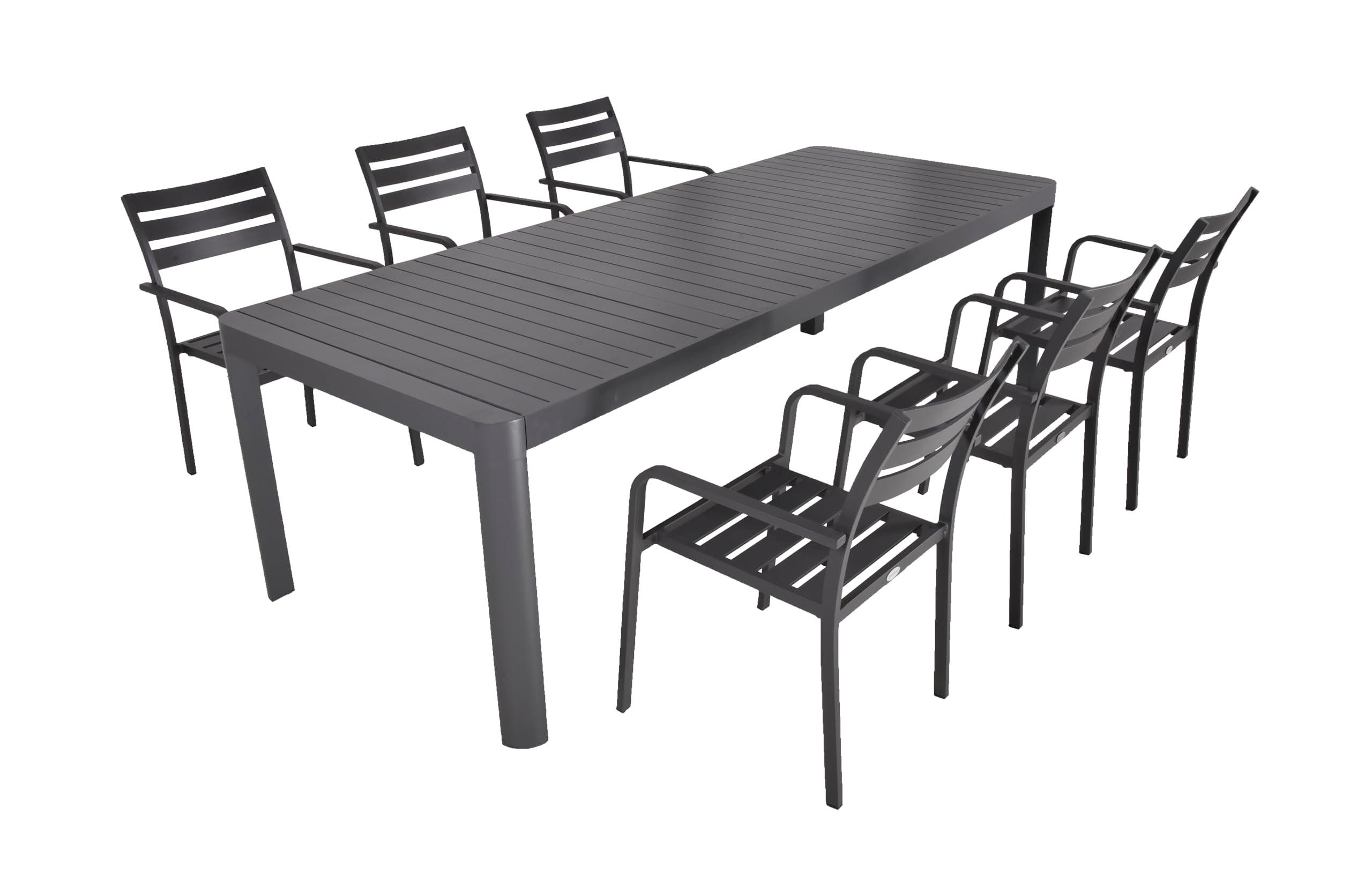 GARTEN-SITZGRUPPE Ella 7-teilig Gartenmöbel-Set - Grau, Kunststoff - DELUKE