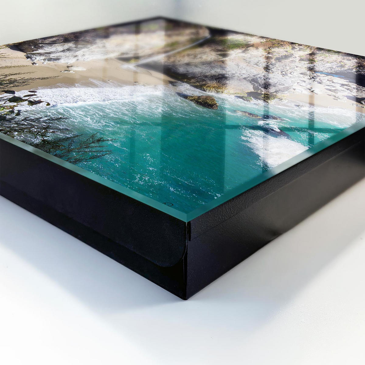 SCHLÜSSELBOX Schwarz 30x30 cm- Türöffnung nach rechts - Küste der Schönheit - Blau, Metall (30/30/5cm) - TULUP