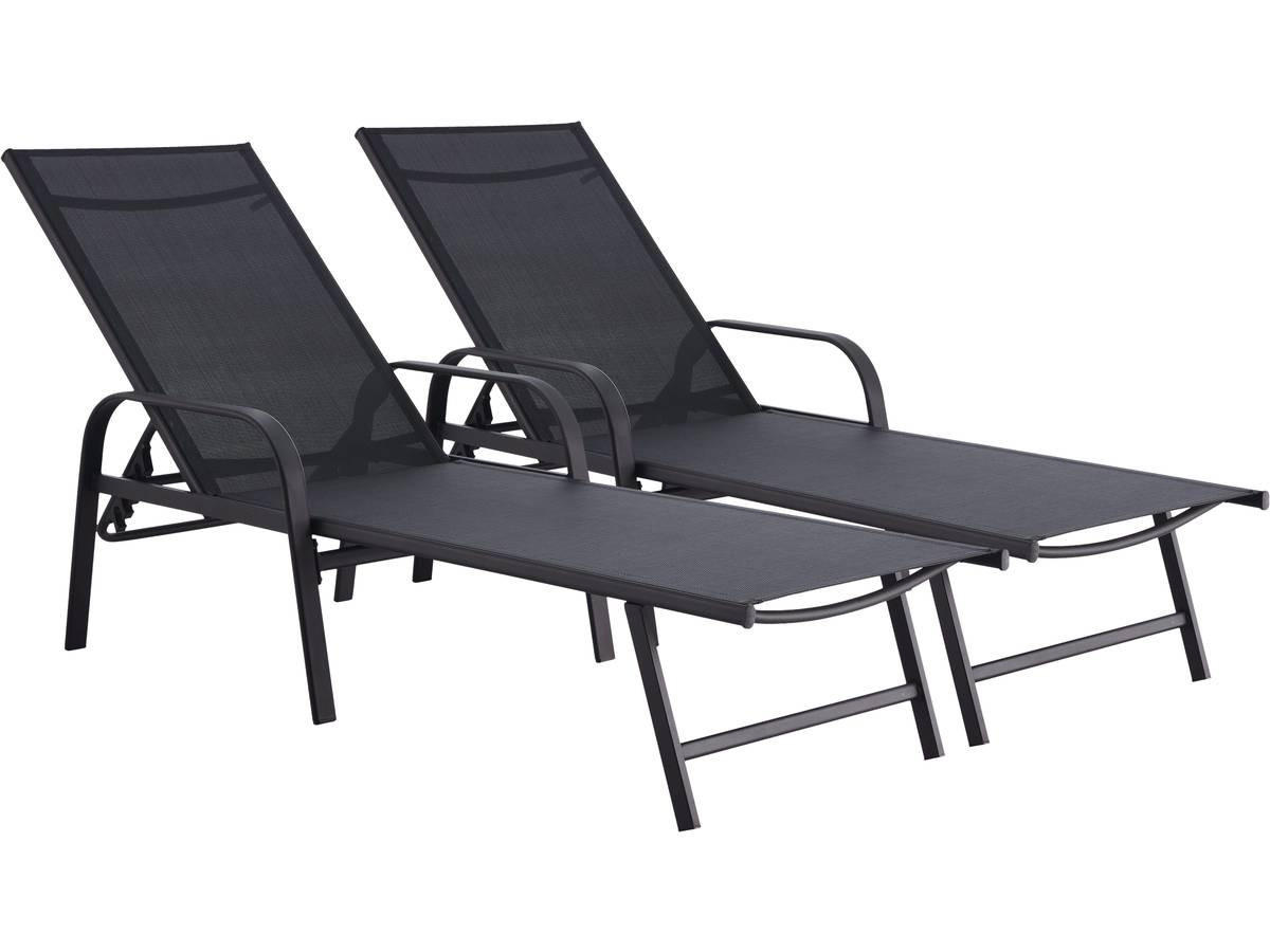 SONNENLIEGE farniente Schwarz - Schwarz, Metall (59/45/193cm) - Habitat Garten