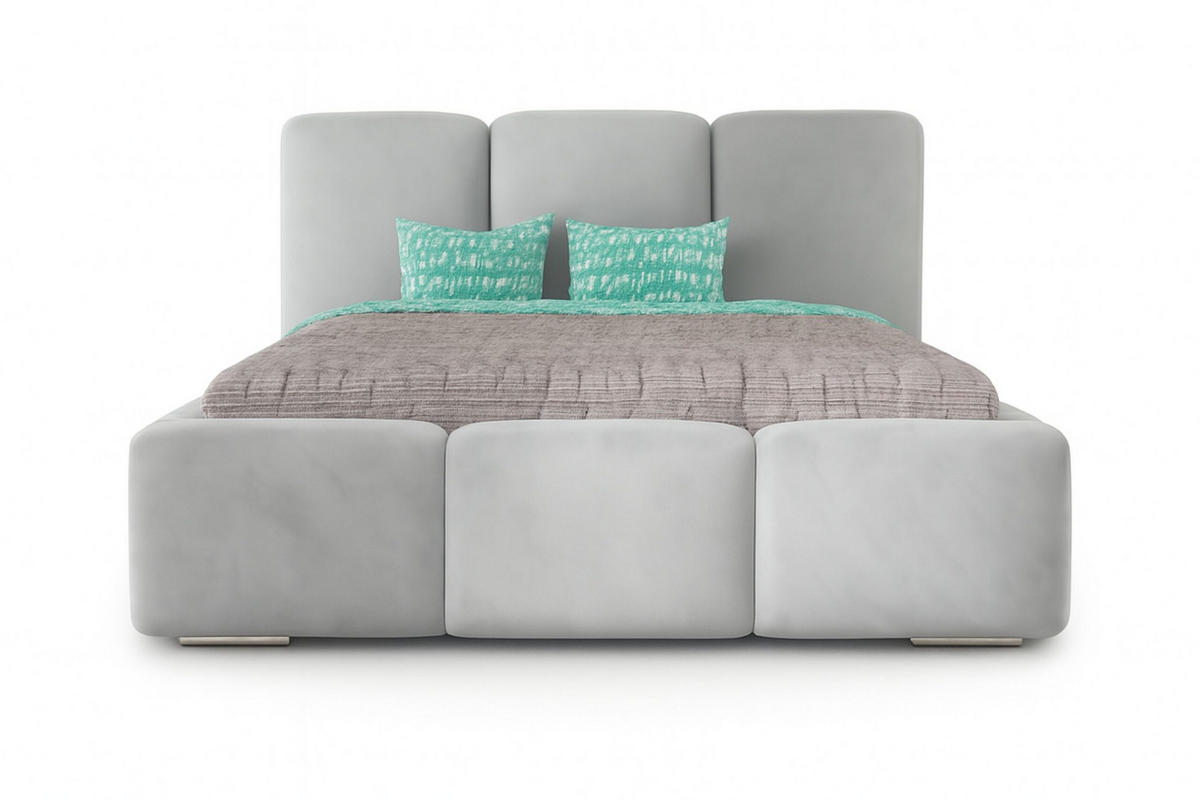 POLSTERBETT ROYAL, 200 x 200 cm mit Bettkasten und Lattenrost aus Metall, Velourstoff, Frabe: Grau - Grau, Holz/Kunststoff (200/200cm) - Agmat-Furniture