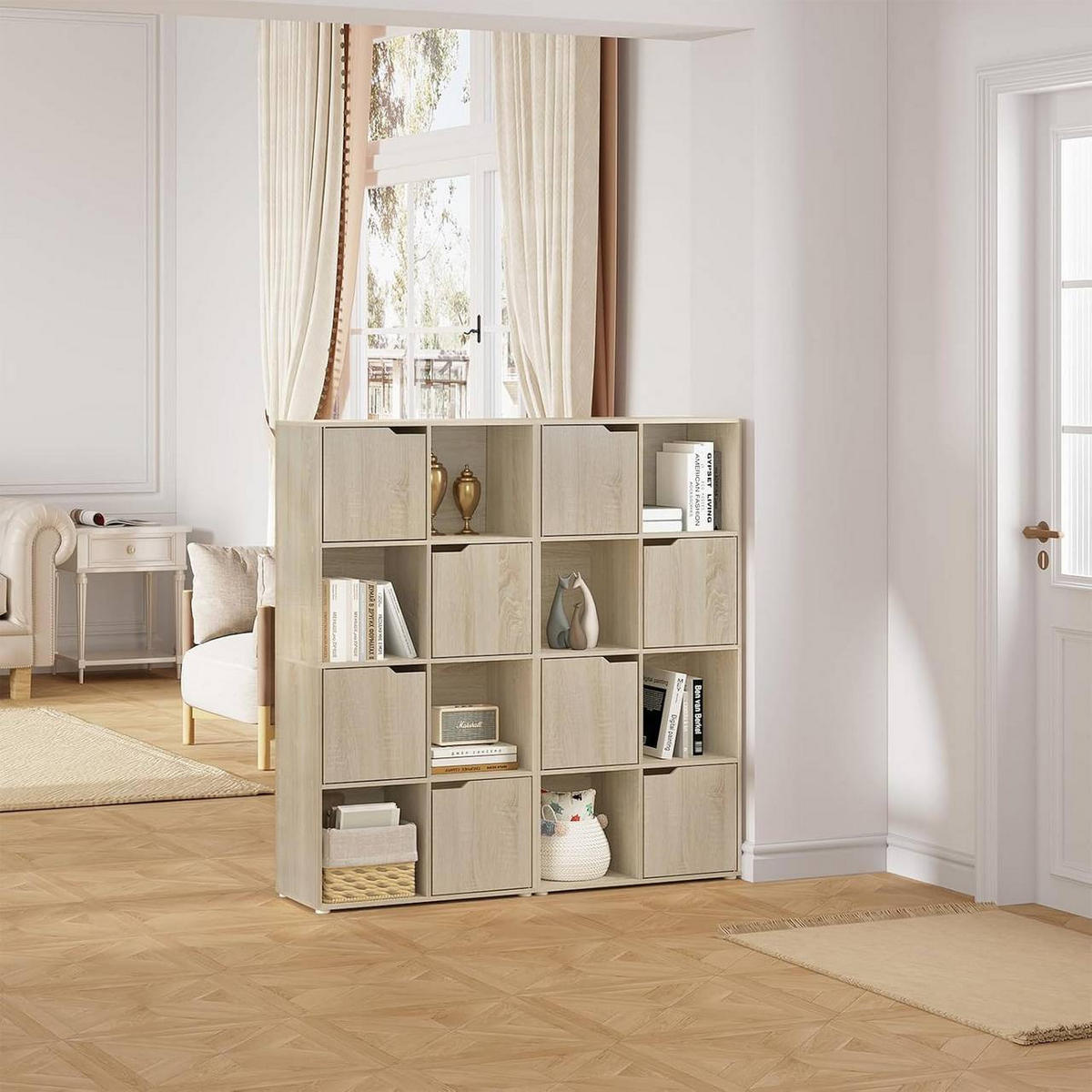 BÜCHERREGAL mit 8 Fächern, 60x120x30 cm, Helle Eiche - Eichefarben, Holzwerkstoff (60/120/30cm) - Woltu