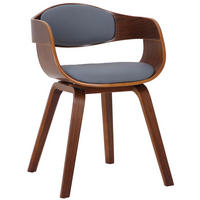 ARMLEHNENSTUHL Lederlook Walnuss/Grau - Walnussfarben/Grau, Holz/Textil (49/73/46cm) - CLP