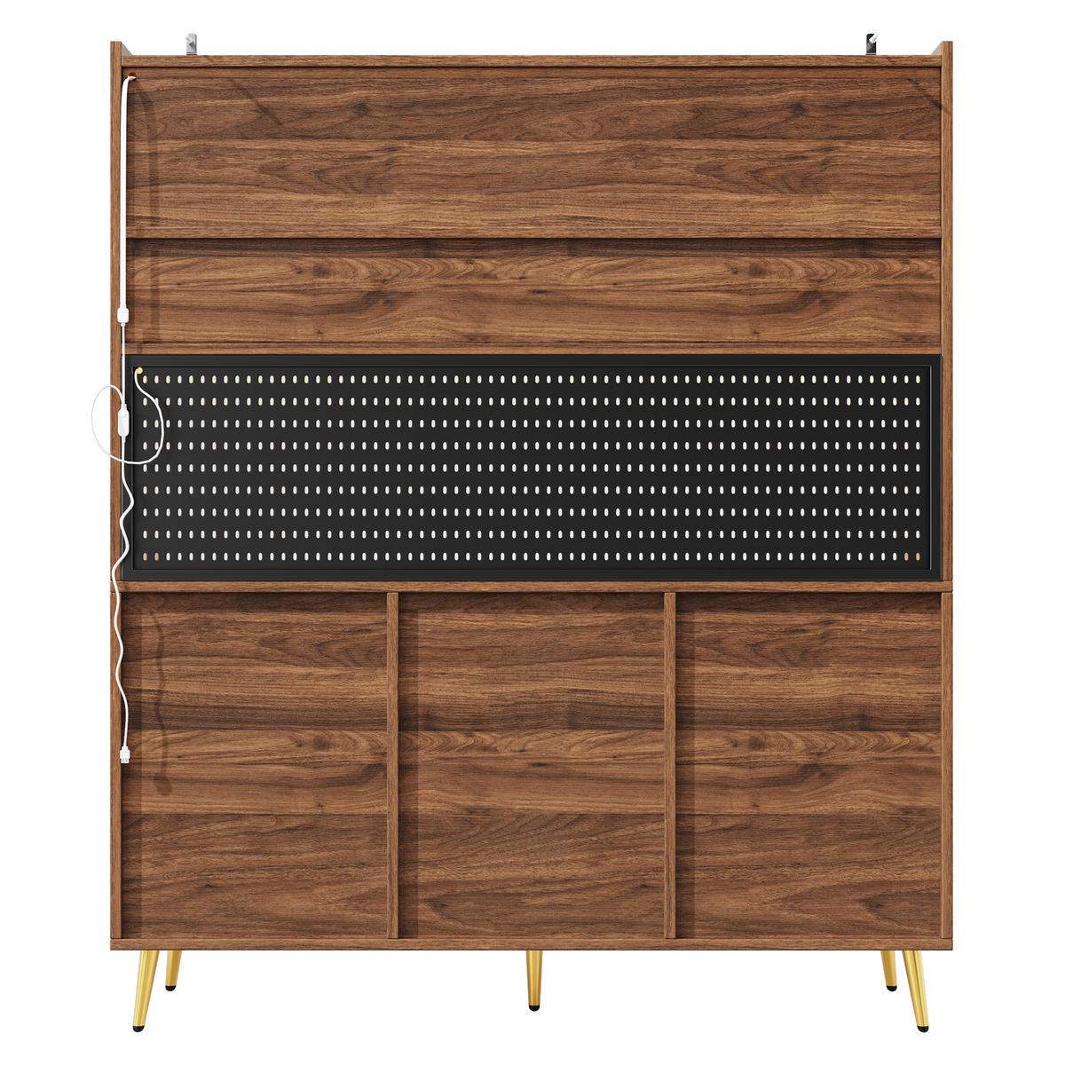 GESCHIRRSCHRANK aus MDF/Glas 145x39x171 cm in Walnuss mit RGB-LED & Lift-up-Tür - Walnussfarben, Holzwerkstoff (145/171/39cm) - Modfu