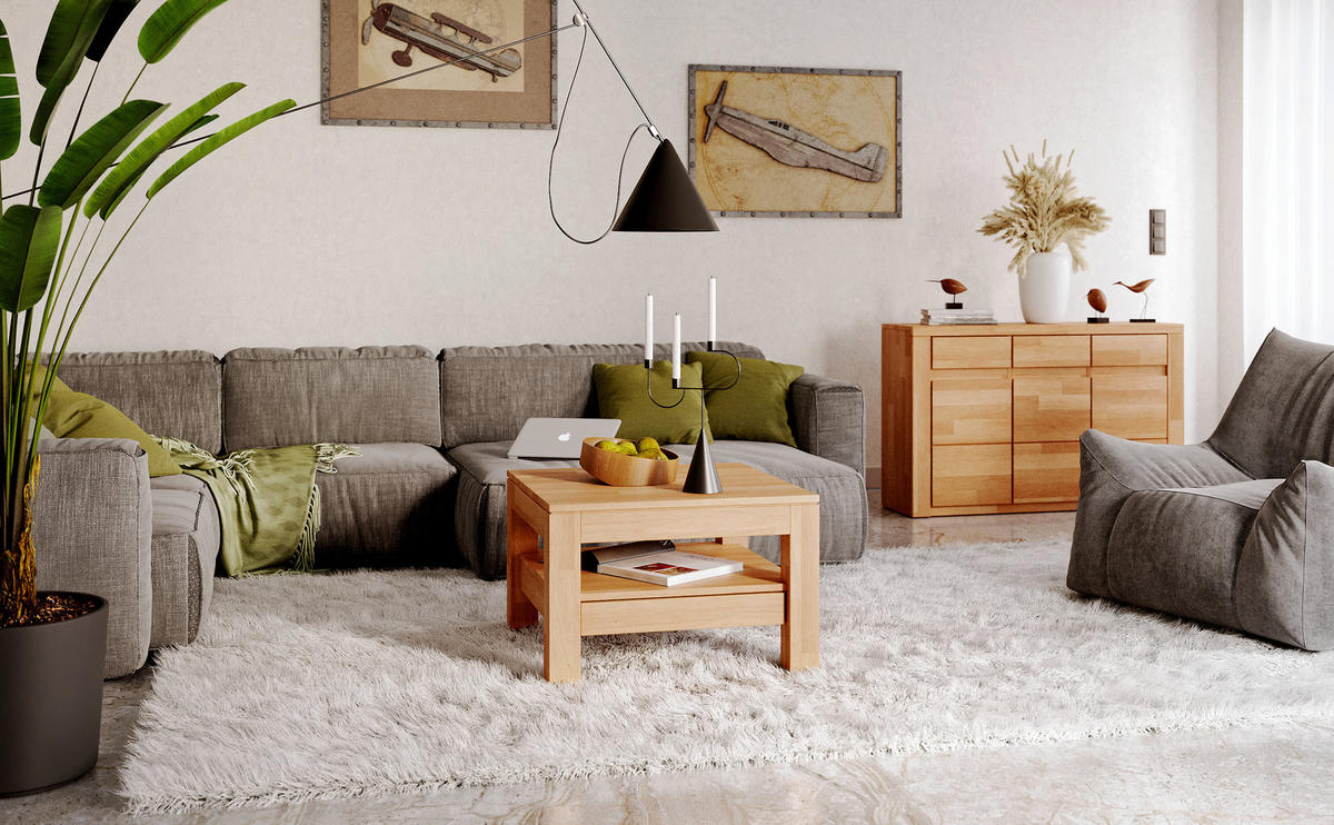 COUCHTISCH Viborg - Buchefarben, Holz (70/70/45cm) - kiki design