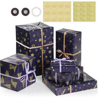 GESCHENKPAPIER Set 6 Blätter 50 x 70 cm Dunkelblau Gold - Dunkelblau, Papier (50/0.1/70cm)