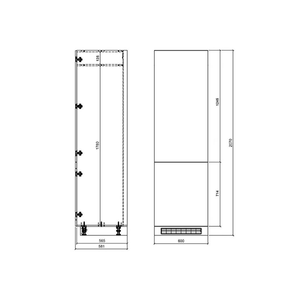 Thumbnail - Feldmann-Wohnen Umbauschrank, Schwarz, Weiß, Holz, Rechteckig, 60x207x56.5 cm, Küchen, Küchenmöbel, Küchenschränke, Küch...