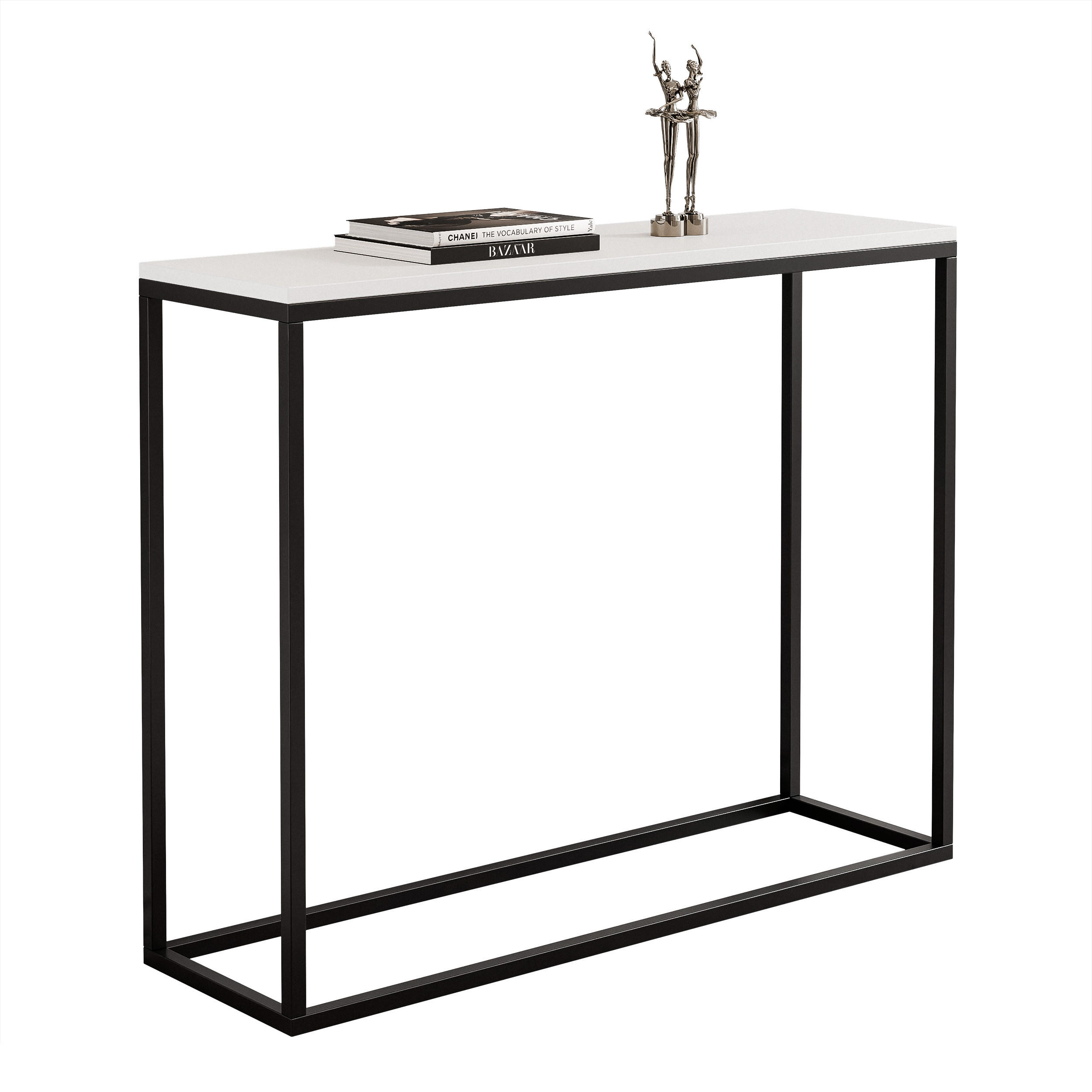 KONSOLENTISCH IRMA in 100/30/80 cm, Schwarz / Weiß matt - Schwarz/Weiß, Holzwerkstoff/Metall (30/100/80cm) - Idohome