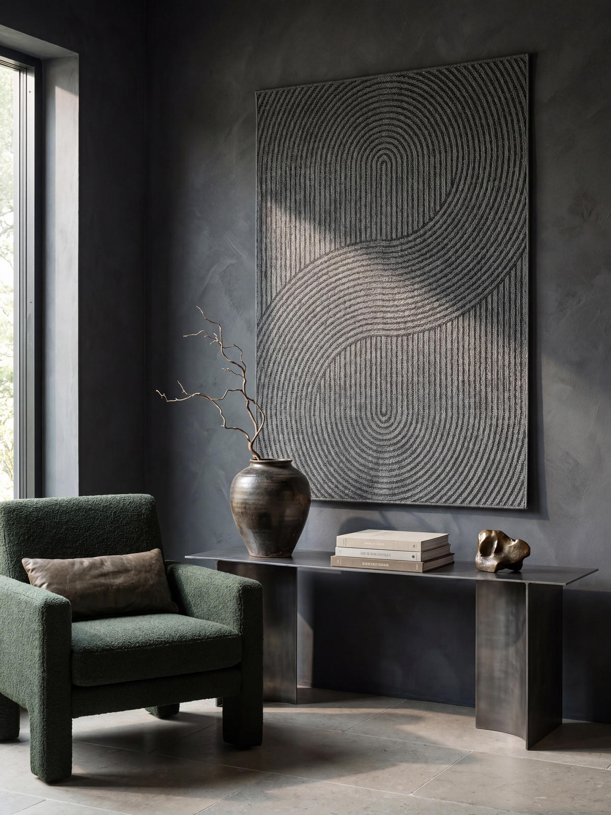 FLACHWEBTEPPICH Geometrisch BORNO Polypropylen Anthrazit 240 x 340 cm - Anthrazit, Textil (240/340cm) - KADIMA DESIGN