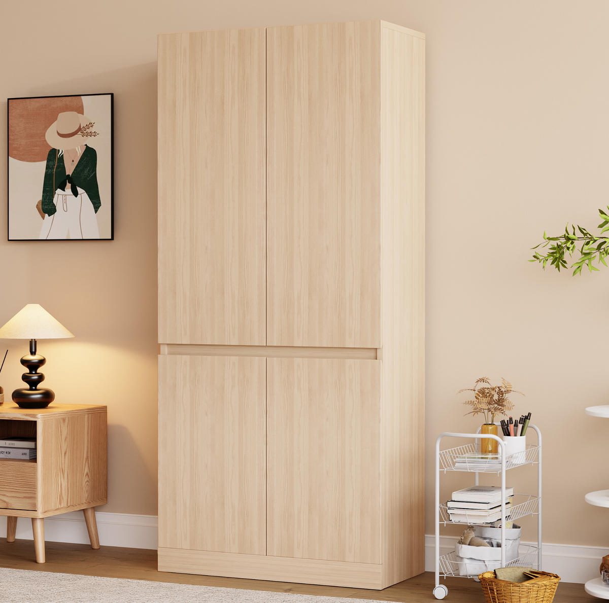 KLEIDERSCHRANK 70/170/40 cm Holzfarbe aus Holz mit Doppeltüren - Naturfarben, Holz (40/170/70cm) - OKMYHOME