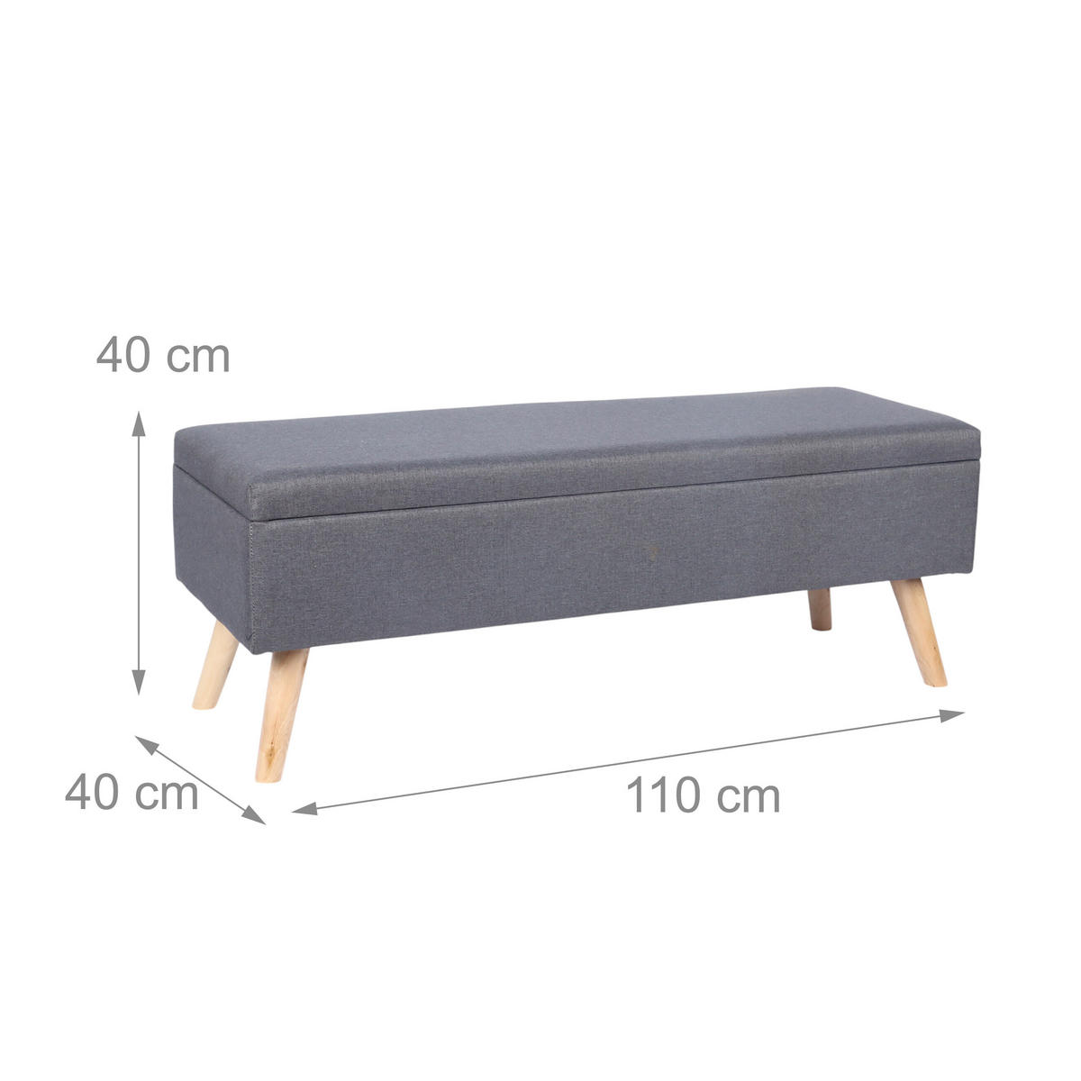 SITZBANK - Grau, Holz/Holzwerkstoff (110/40/40cm) - Relaxdays