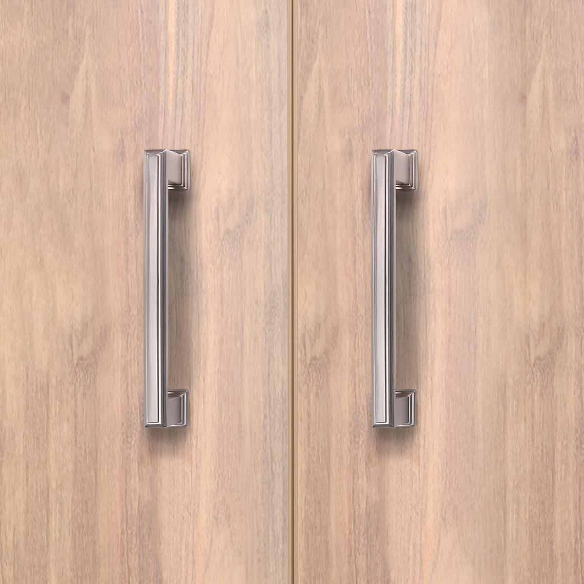 MÖBELGRIFFE Tanger, L147.5mm, 128mm Achsenabstand, Zamak, Nickel satiniert 5er-set - Silberfarben, Kunststoff (1.7/3/14.75cm) - EMUCA
