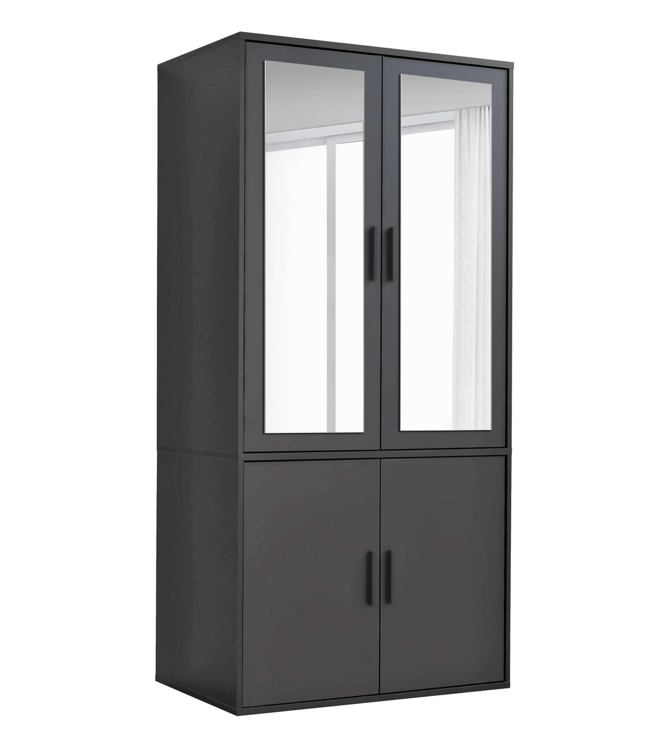 KLEIDERSCHRANK mit Spiegel Der Grenzenlose - Anthrazit, Holzwerkstoff (90/187/58cm) - Mokebo