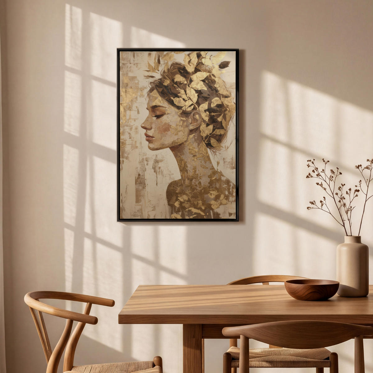 LEINWAND Bilder mit Rahmen - Frau - Gold - Abstrakt - Textur - 60x90 - Goldfarben, Textil (60/90cm) - MuchoWow